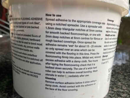 Photo of free Wickes Flooring Adhesive (Norbiton KT1) #2