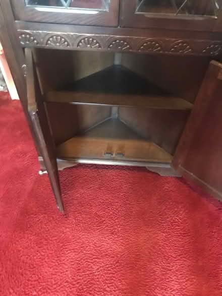 Photo of free Dark wood corner display unit (Romsey CB1) #3