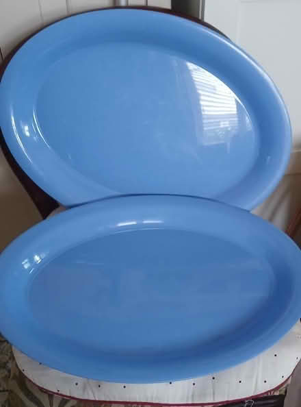 Photo of free 2 large blue plastic serving platters (South Croydon CR2) #1