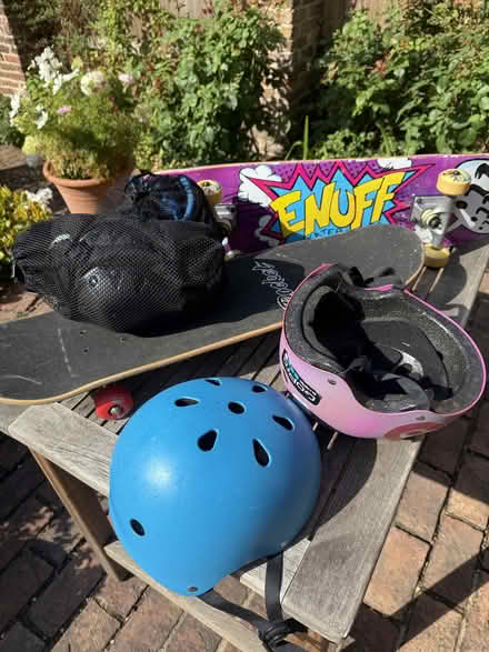 Photo of free 2 children's skateboards, plus helmets and pads (Woodford IG8) #1