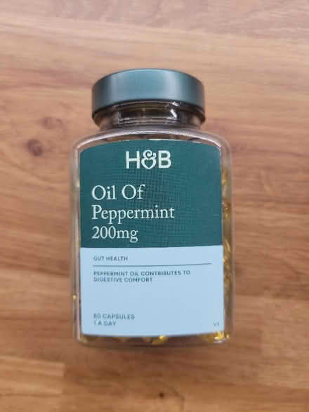 Photo of free Nearly full bottle of peppermint oil capsules (Middleton DE4) #1