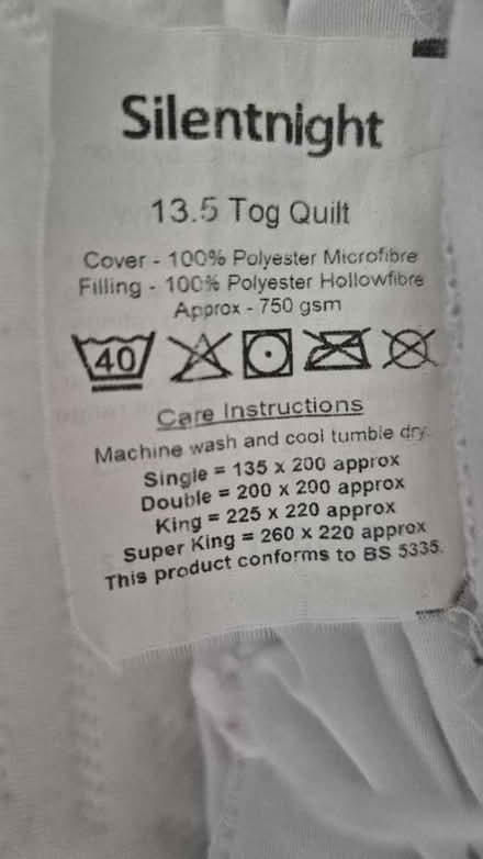 Photo of free Silent Night 13.5 tog double duvet (Figge's Marsh CR4) #4