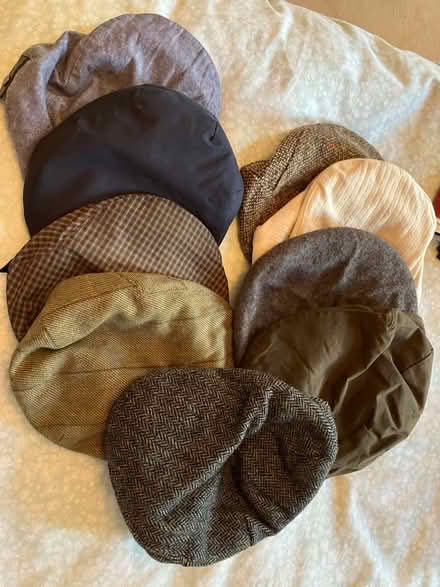 Photo of free 7 x Men's ties, 1 x dressing gown, 8 x caps, 1 x tie rack (Goffs Oak EN7) #1