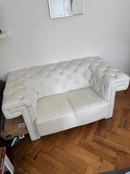 Photo of free 2 white leather sofas (NW107BL) #1