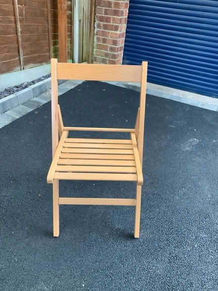 Photo of free Set of 4 folding wooden chairs (Clayton-Le-Woods, PR25) #1