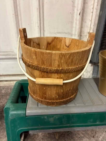 Photo of free Wooden 17 cm tall plant pot with handle (Great Boughton CH3) #1