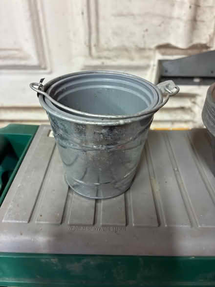 Photo of free 9 cm tall metal plant pot with handle (Great Boughton CH3) #1