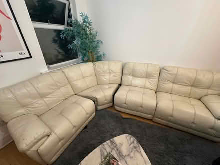 Photo of White leather sofa (Higham Hill E17) #3