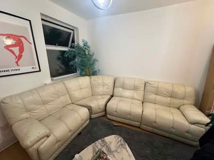 Photo of White leather sofa (Higham Hill E17) #1