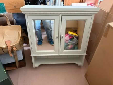 Photo of free Painted wooden wall cabinet with mirrored doors and locks (Eastbourne BN20) #1