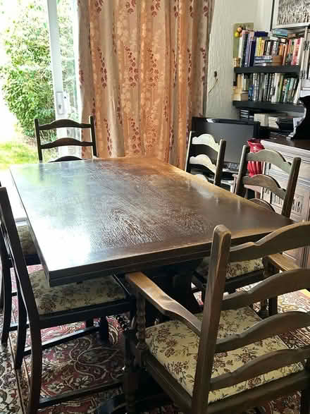 Photo of free Dark wood Jaycee dining table and 8 chairs (North Finchley N12) #1