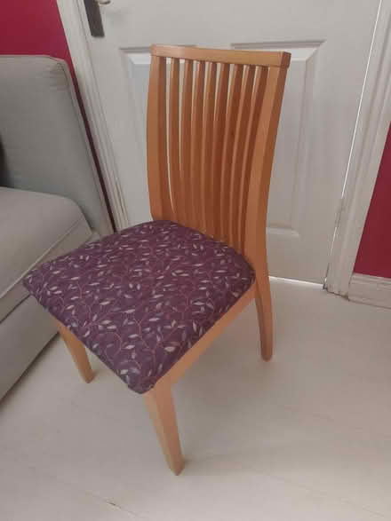 Photo of free 4 high back wooden dining chairs (Greystones) #1