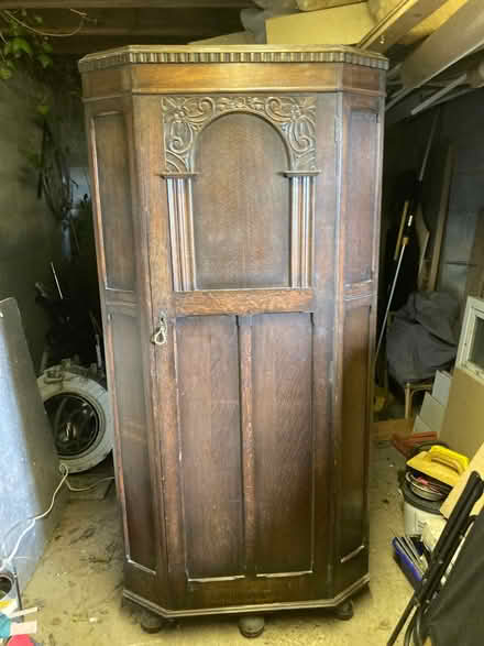 Photo of free 1950’s english 6 sided Solid Oak Hall cupboard (Fairlight TN35) #2