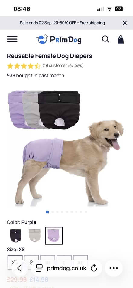 Photo of free Reusable Female Dog Diapers - Gray, X (Fobbing SS17) #1
