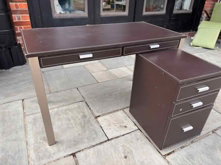 Photo of free Desk- metal frame, leather surface (Benson OX10) #3