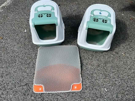 Photo of free 2 x Cat Litter Boxes + 1 matt (London HA3) #1