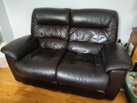 Photo of free Brown leather 2 seater sofa (Barton-upon-Humber DN18) #1