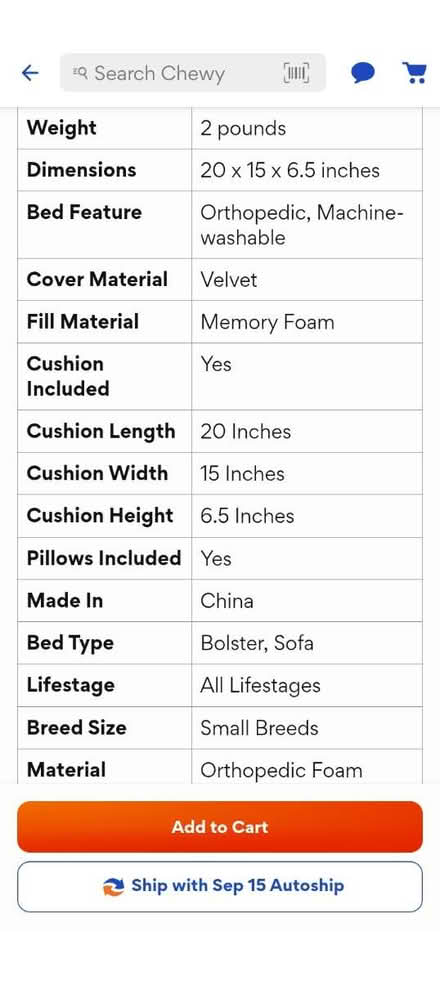 Photo of free Small orthopedic dog bed (Erie) #2