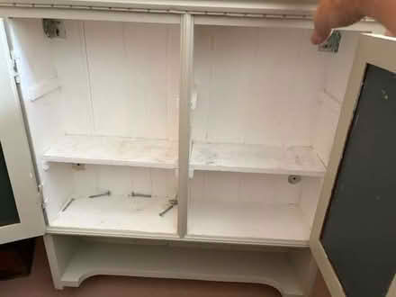 Photo of free Painted wooden wall cabinet with mirrored doors and locks (Eastbourne BN20) #2