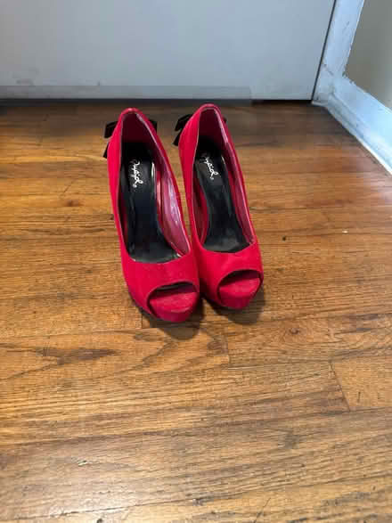 Photo of free Size 7 Red Suede Shoes (Clason Point Bronx NY) #1