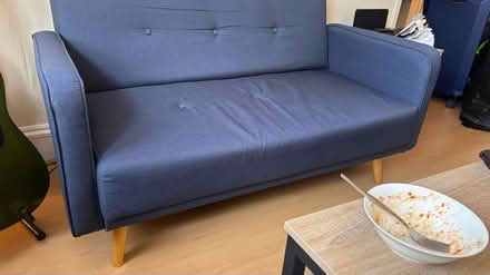 Photo of free Small blue sofa (Putney Bridge Road SW15) #1