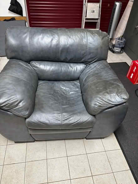 Photo of free Large Grey Leather Armchair (Shipley Glen BD17) #1