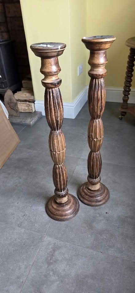 Photo of free Two Wooden Candle Holders (Shipley BD18) #1