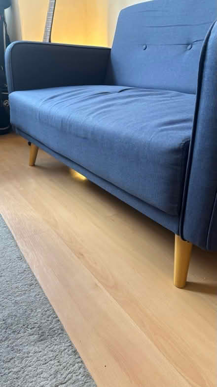Photo of free Small blue sofa (Putney Bridge Road SW15) #2