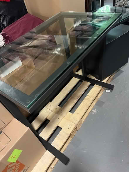 Photo of free Glass top desk and filing cabinet (Follen) #1