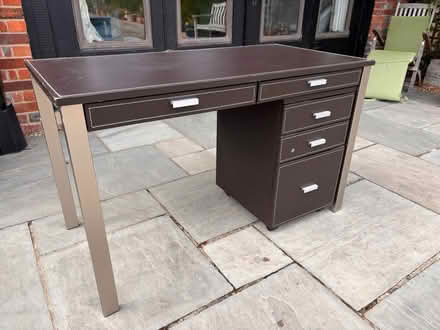 Photo of free Desk- metal frame, leather surface (Benson OX10) #2