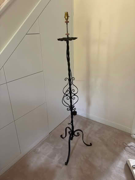 Photo of free Black metal lamp stand ..1.4m tall (Crowborough Warren TN6) #1