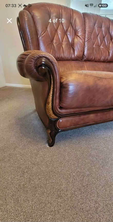 Photo of free Leather 3 seater sofa (Upper Midway DE11) #3