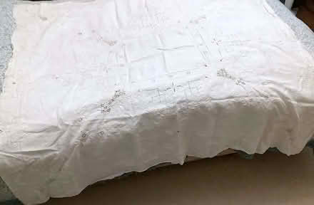 Photo of free Small white Broderie Anglais tablecloth (Eaton NR4) #1