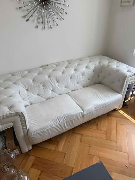 Photo of free 2 white leather sofas (NW107BL) #2
