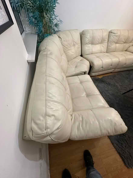 Photo of White leather sofa (Higham Hill E17) #2