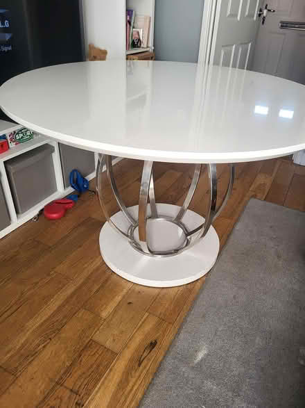 Photo of free Large white and chrome dining table (Cheltenham GL51) #2