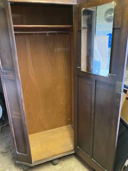 Photo of free 1950’s english 6 sided Solid Oak Hall cupboard (Fairlight TN35) #1