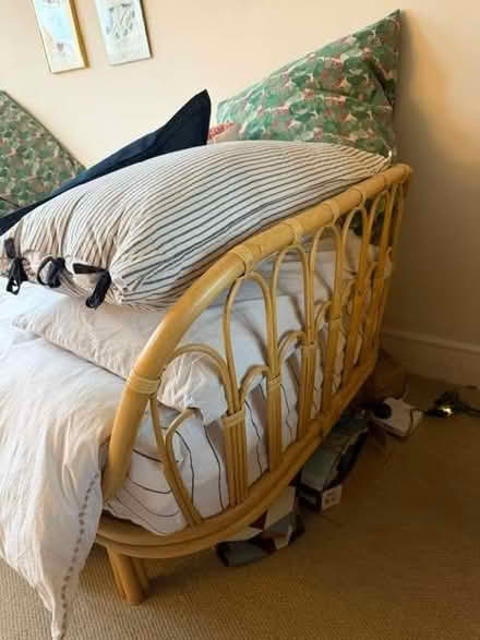 Photo of free Rattan single bed and mattress (West Green N17) #1