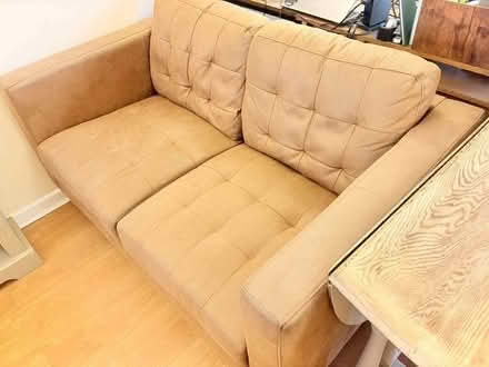 Photo of free 2 Seater Sofa – Brown Fabric / Faux Suede (Palmer Park RG1) #1