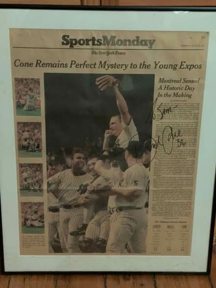 Photo of free Signed David Cone NYT Clipping (Jamaica Plain) #1
