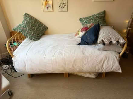 Photo of free Rattan single bed and mattress (West Green N17) #3
