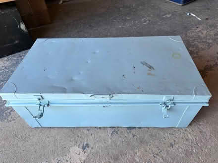 Photo of free Large metal trunk painted pale blue (Temple Guiting GL54) #1