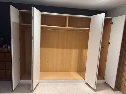 Photo of free Large white gloss wardrobe - collect by end of Wed 2 Sept (Hook Heath GU21) #2