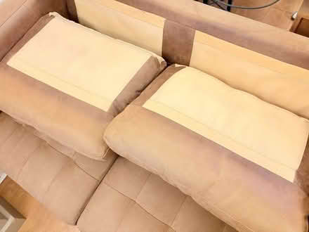 Photo of free 2 Seater Sofa – Brown Fabric / Faux Suede (Palmer Park RG1) #2