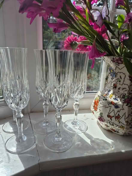 Photo of free 5 Crystal Champagne glasses (RH12 Broadbridge Heath) #1