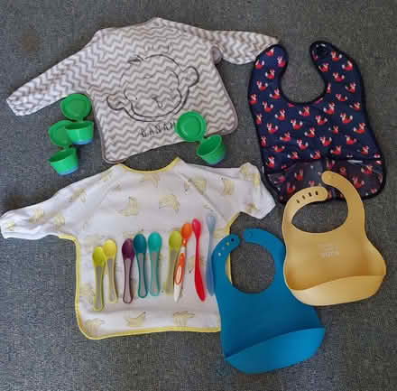 Photo of free Baby weaning spoons, pots and bibs as seen (Top Amersham HP6) #1