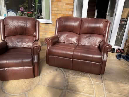 Photo of free Leather chair & settee (Hethersett, NR9) #1