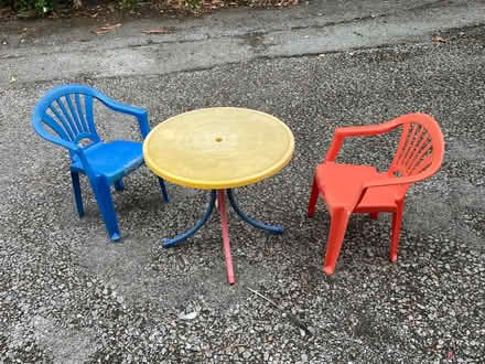 Photo of free Children’s patio table and two chairs (Westbury on Trym BS9) #1