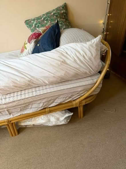 Photo of free Rattan single bed and mattress (West Green N17) #2