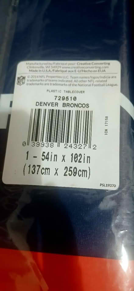 Photo of free Broncos tablecloth (Longwood) #2
